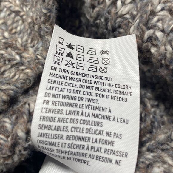 AEO amazingly soft chunky knit oversized marled side slit crew sweater small gre - Picture 12 of 13